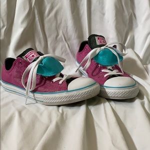 Pink and teal glittery Converse